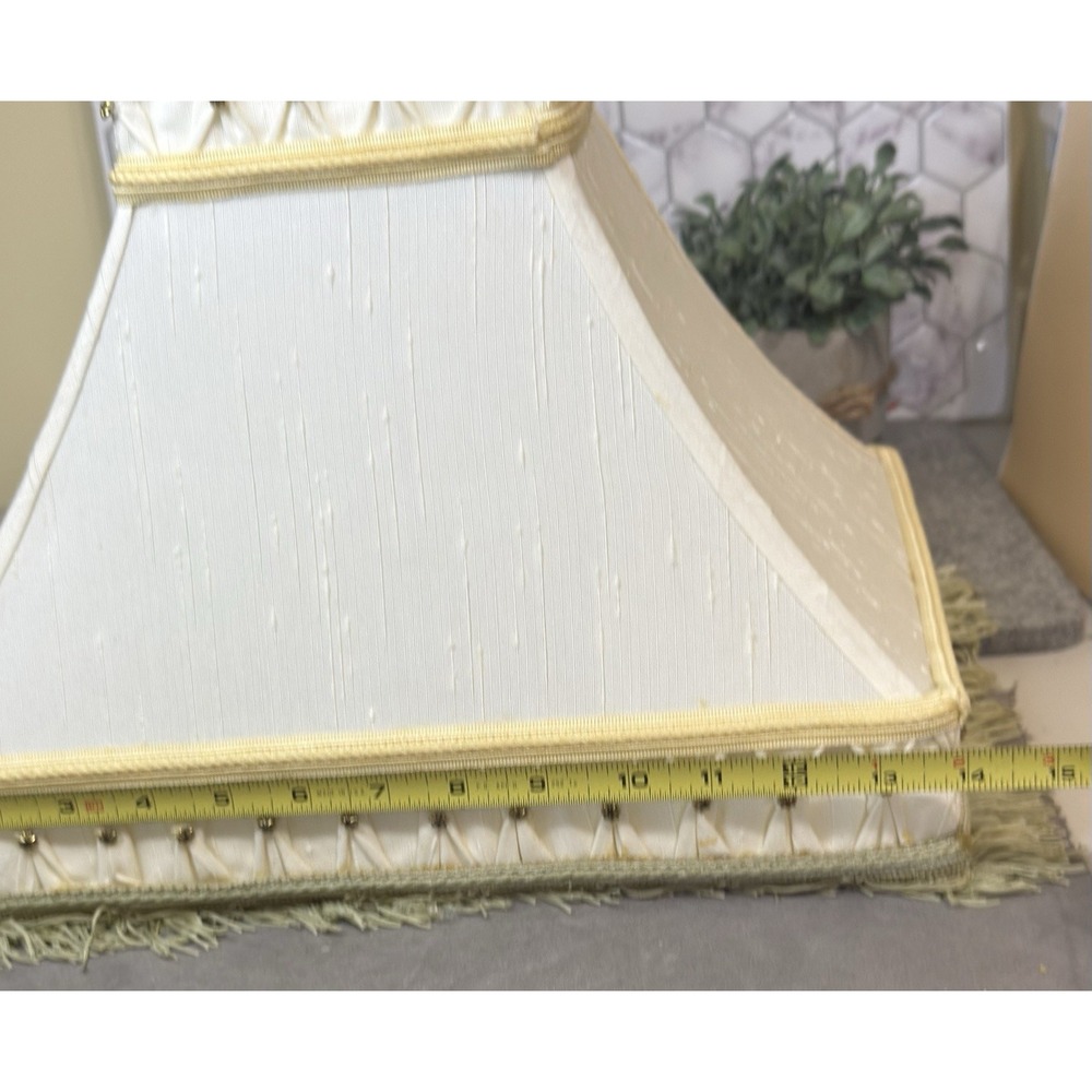 Vintage Ornate boudoir Empire Lampshade Cream Tufted Fringe 11" Tall - Picture 9 of 12